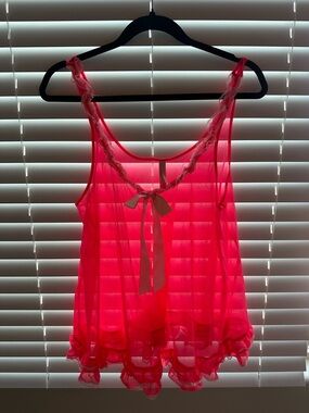Victoria’s Secret Pink Babydoll Tank Top | Lace Mesh | Size L